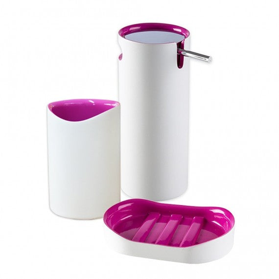 Set 3 pezzi accessori da appoggio serie Idol Dispenser Porta sapone e Bicchiere