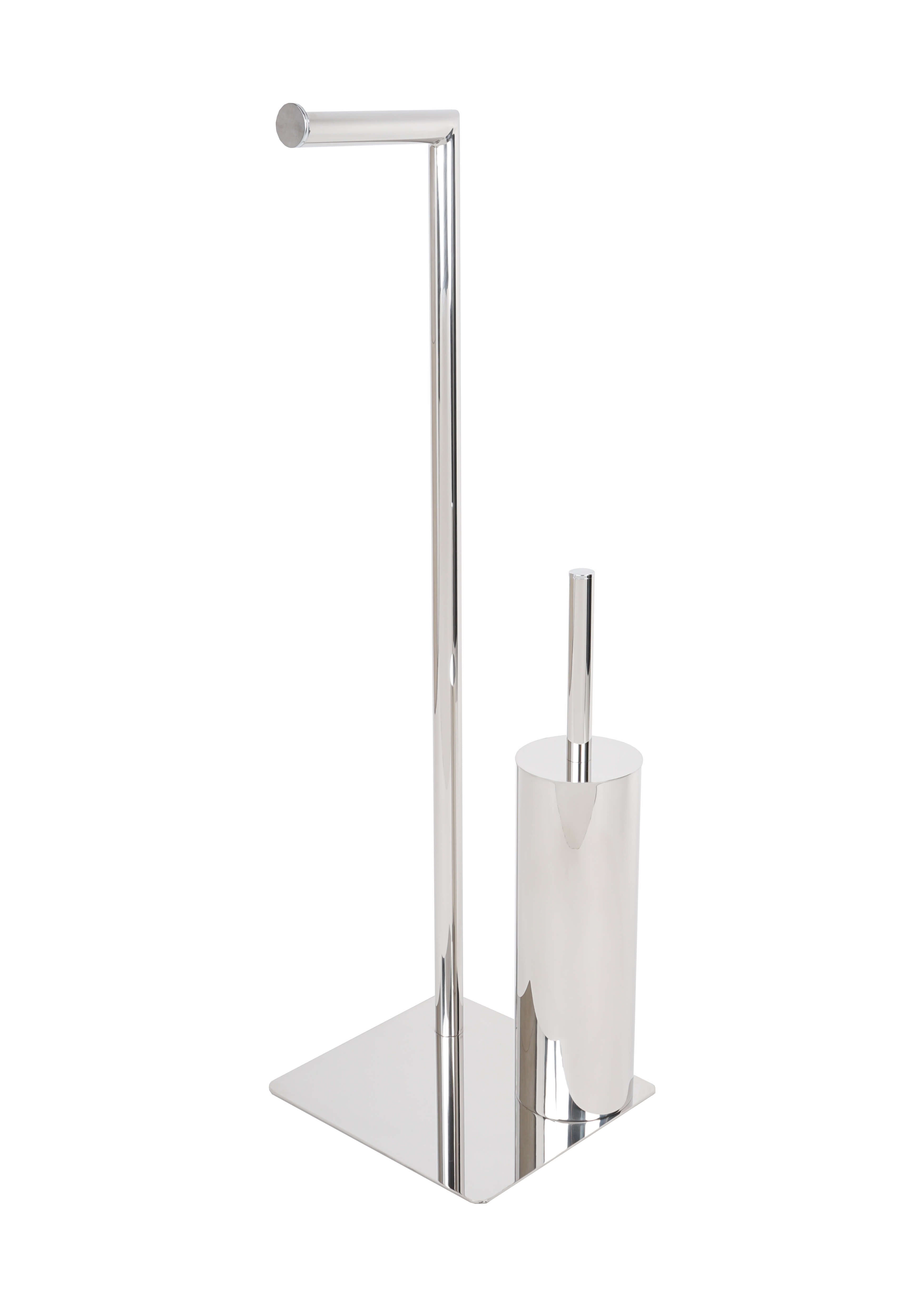 Piantana porta rotolo in acciaio inox 304 Poseidon Metaform con porta scopino incluso