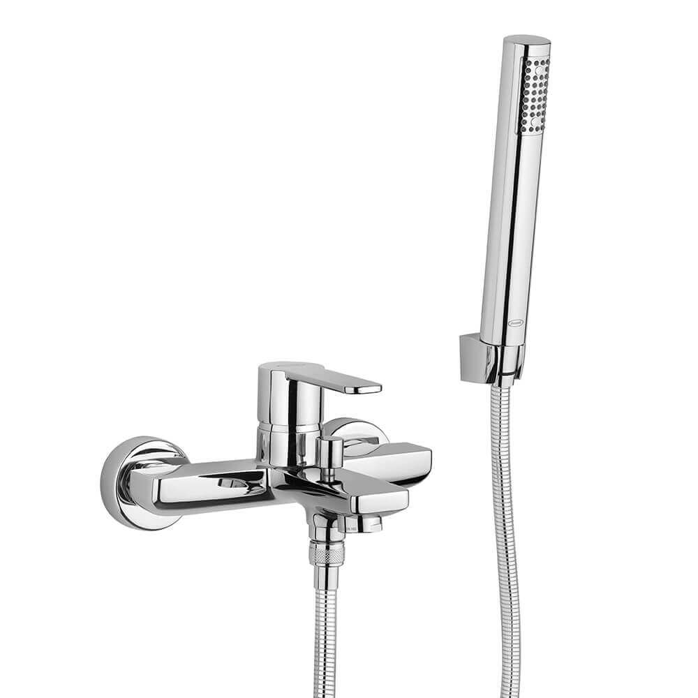 Set miscelatori lavabo + bidet + gruppo vasca Jacuzzi | rubinetteria Eolo ottone cromato per piletta click clack