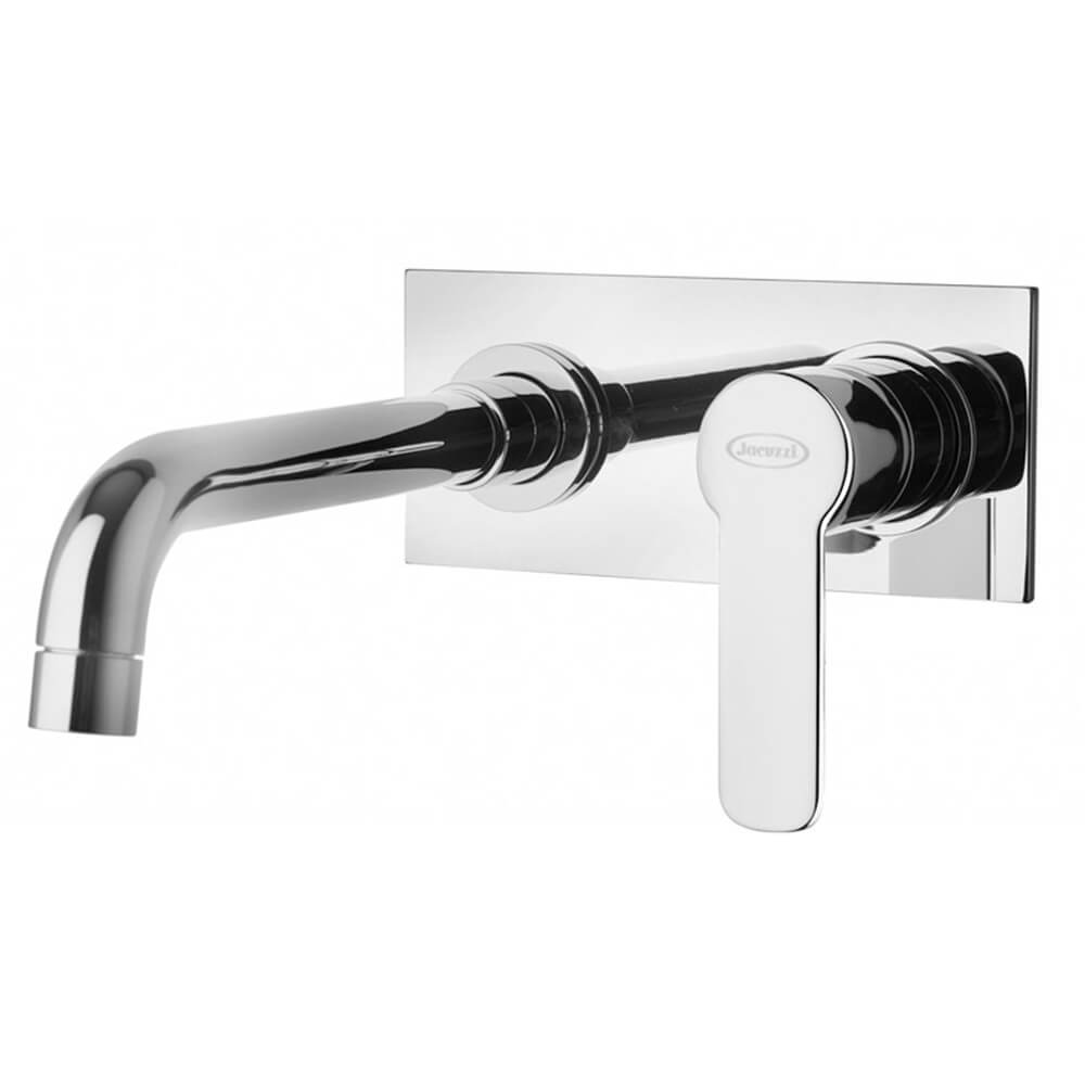 Miscelatore lavabo a muro con piastra Jacuzzi | rubinetteria Eolo ottone cromato 0E000497JA03 Arcshop