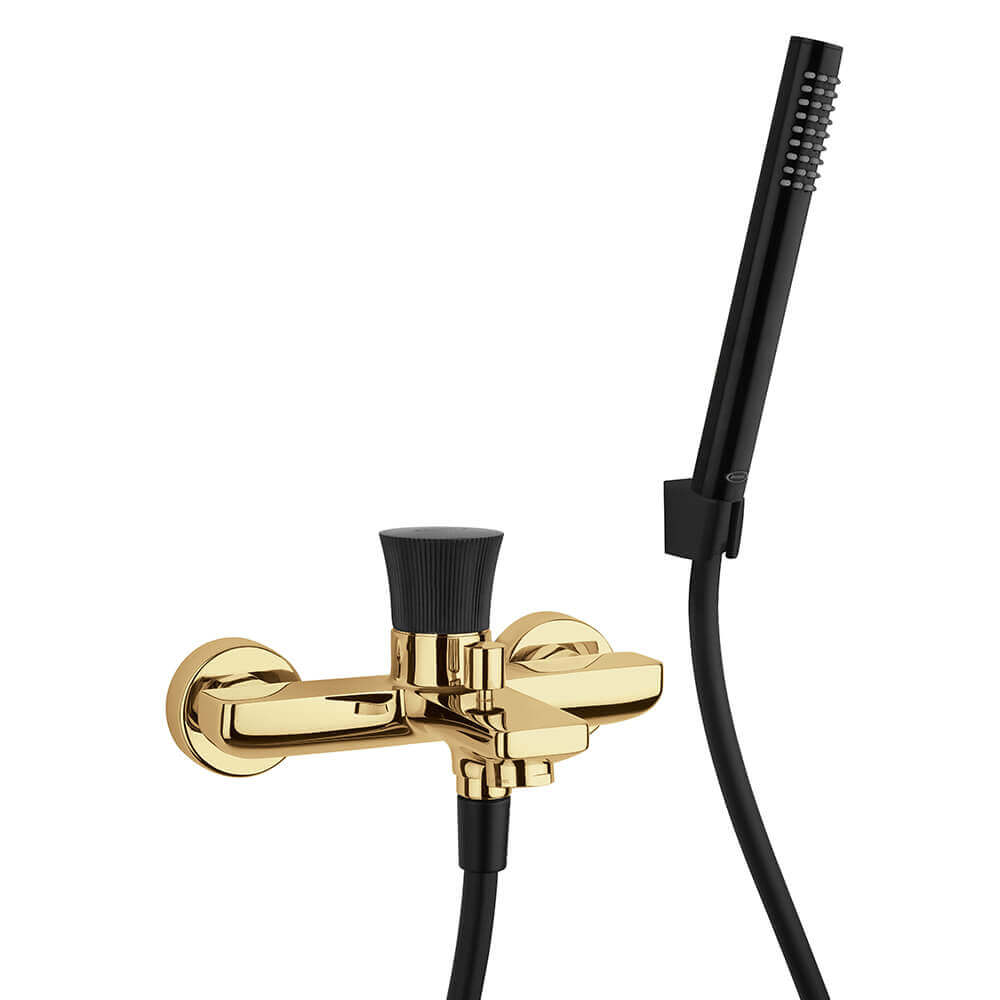 Set miscelatori oro spazzolato lavabo bidet e gruppo vasca serie Illumina di Jacuzzi Rubinetteria Arcshop