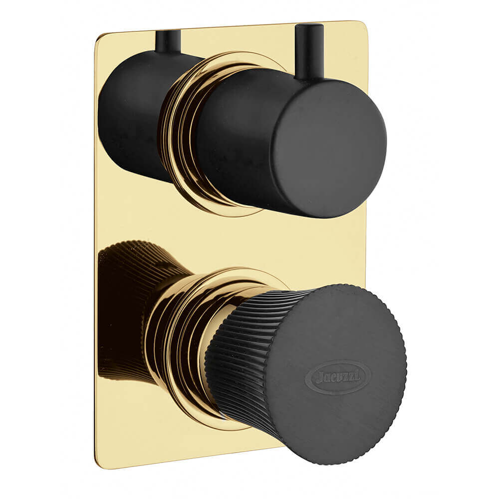 Set rubinetti Jacuzzi oro spazzolato e nero serie Illumina Lavabo bidet ed incasso doccia con deviatore