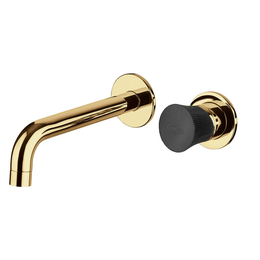 Miscelatore lavabo a muro oro spazzolato Jacuzzi Rubinetteria Illumina Arcshop