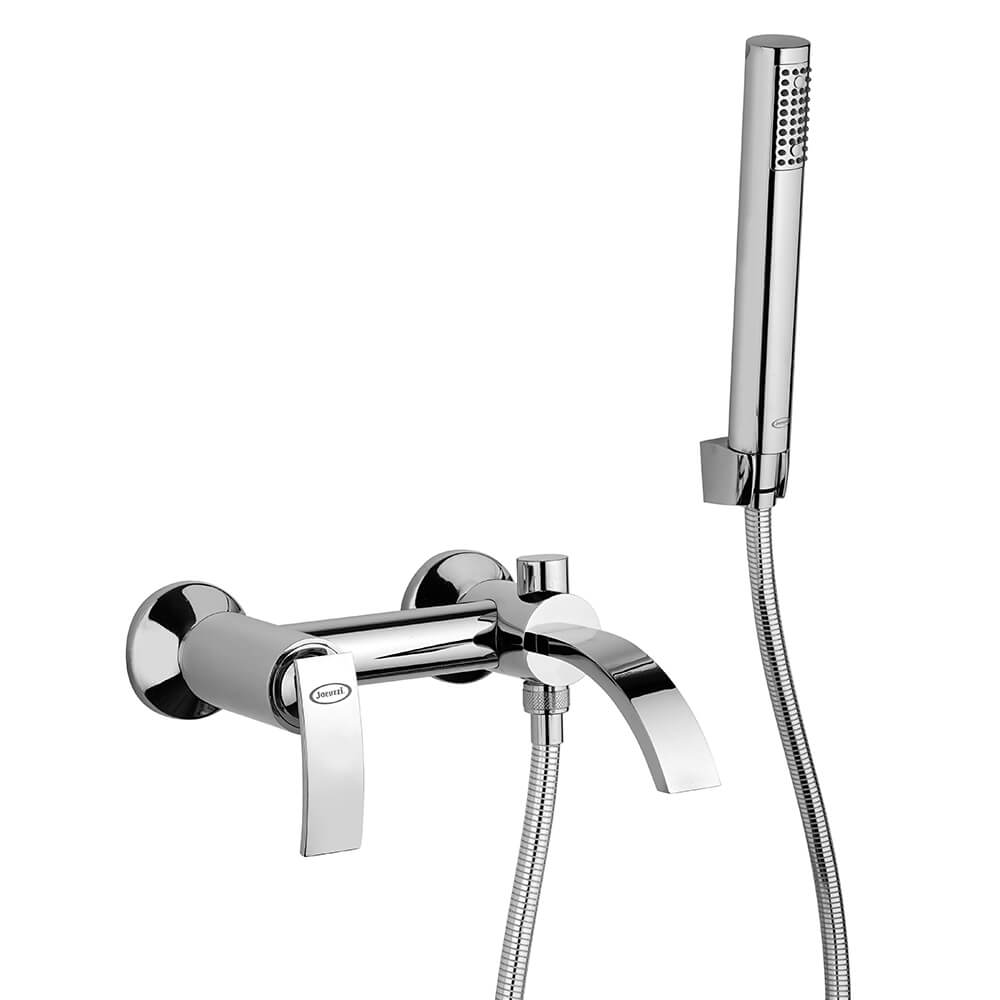 Gruppo vasca esterno con doccia duplex Jacuzzi | rubinetteria Ray ottone cromato 0IO00002JA00 Arcshop