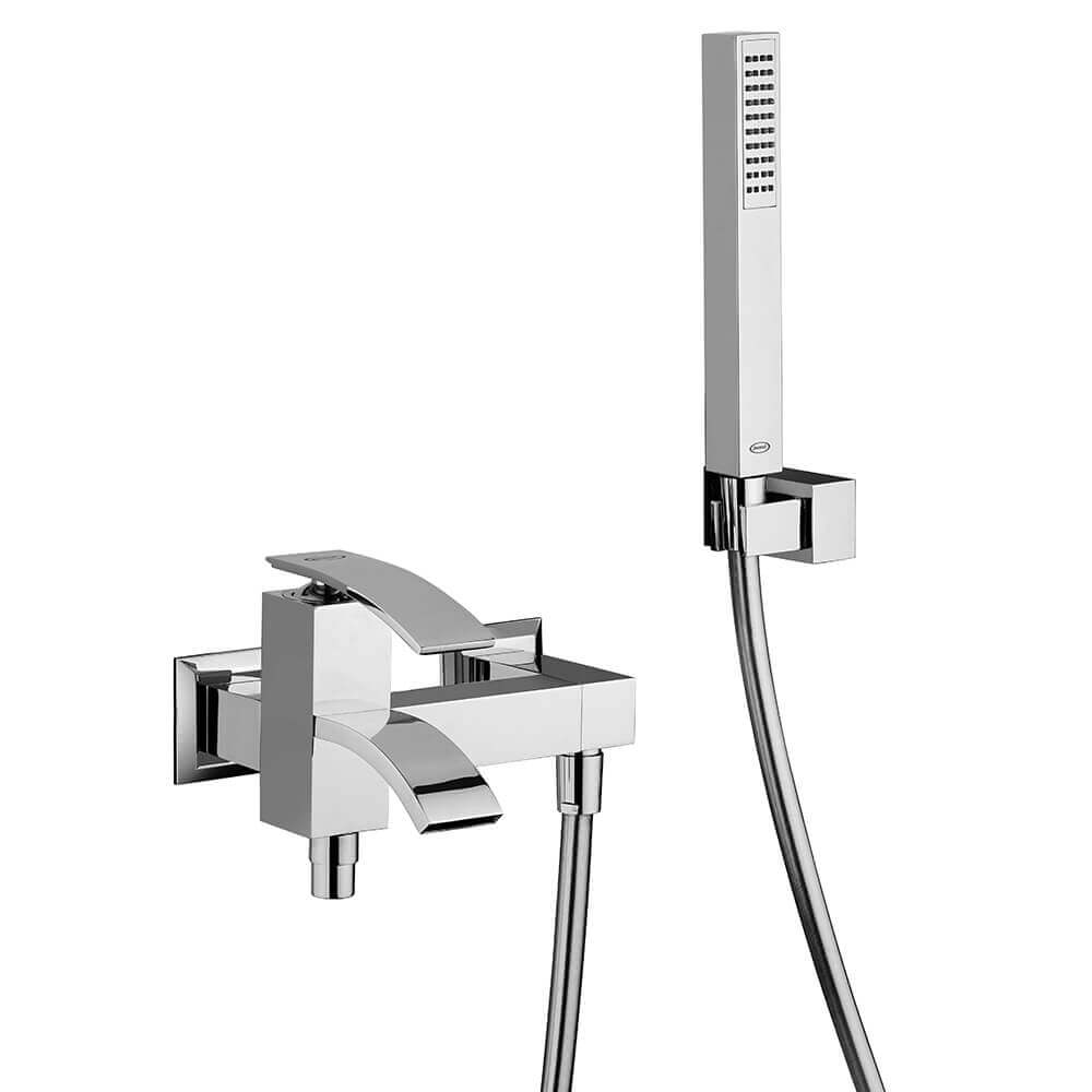 Set miscelatori lavabo alto + bidet + gruppo vasca Jacuzzi | rubinetteria Glint ottone cromato per piletta click clack
