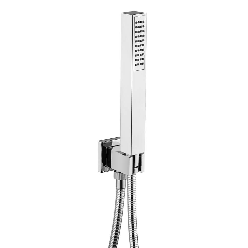 Kit doccia completo Jacuzzi | Rubinetteria Tank con braccio, soffione 25cm, doccetta e miscelatore Arcshop