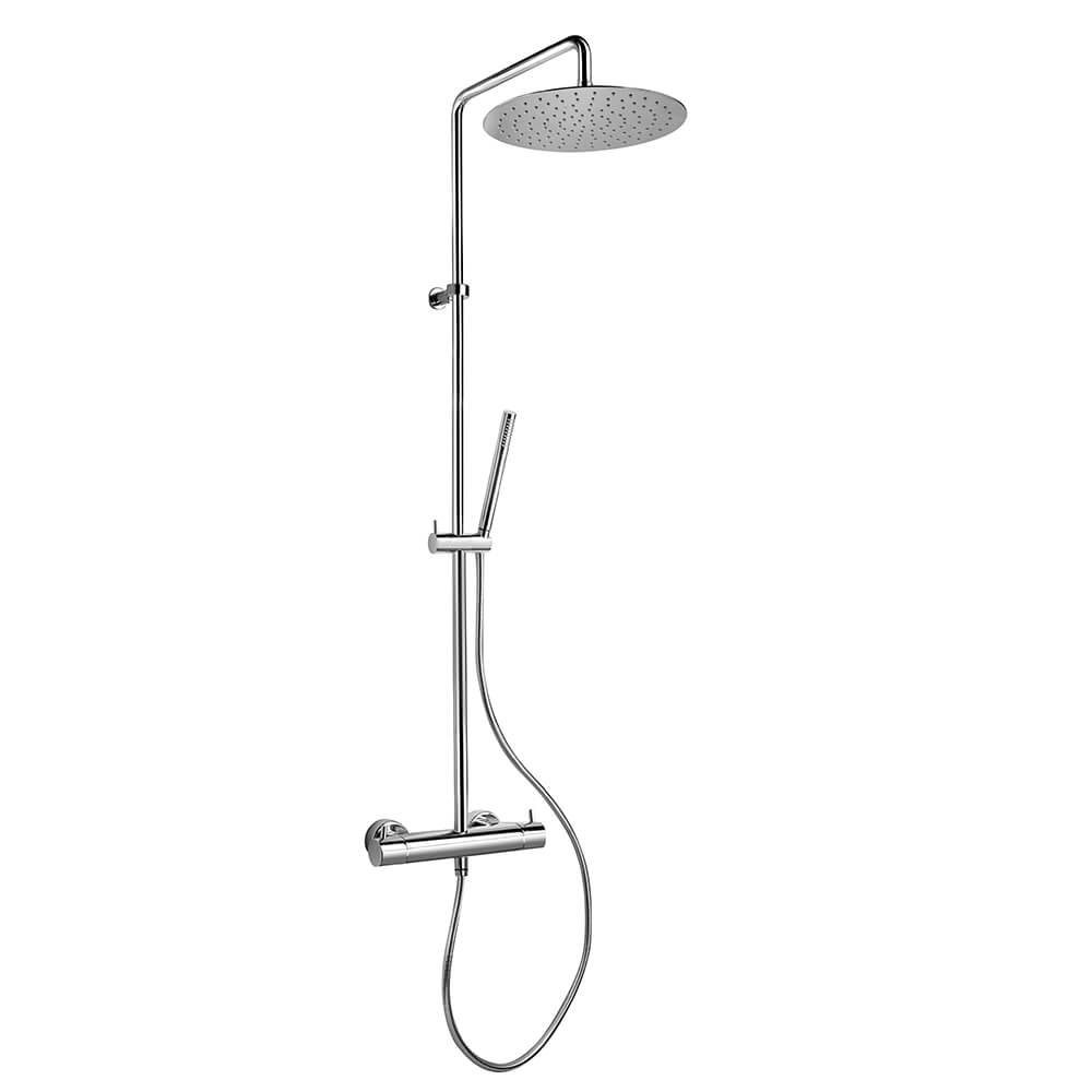 Colonna doccia Jacuzzi | rubinetteria Sunset 91 ottone cromato soffione diametro 20 cm con miscelatore termostatico 0SU00199JA01 Arcshop