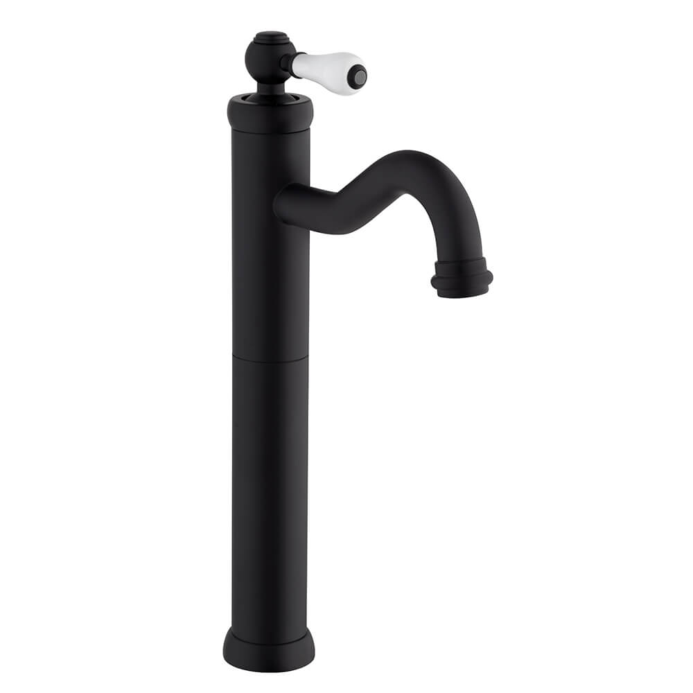Miscelatore lavabo tipo alto Jacuzzi Rubinetteria nero opaco serie Tosca per piletta click clack
