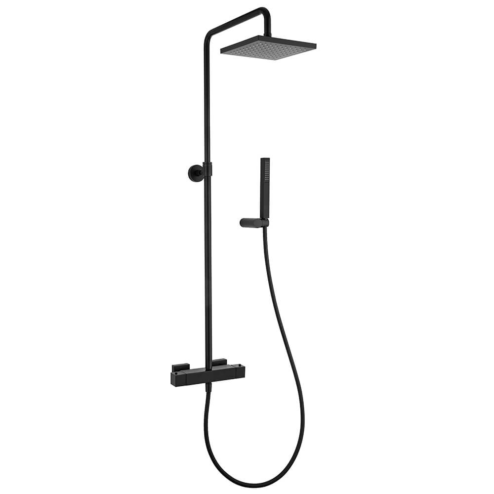 Colonna doccia nero opaco Jacuzzi | Rubinetteria Twinkle con miscelatore termostatico soffione quadro 20x20 cm con miscelatore termostatico Arcshop