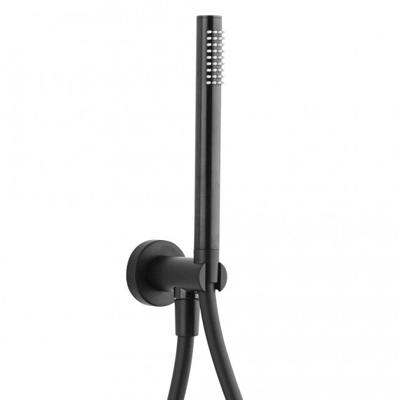 Jacuzzi | Rubinetteria Kit doccia nero opaco tondo con doccino e presa acqua in ottone Arcshop