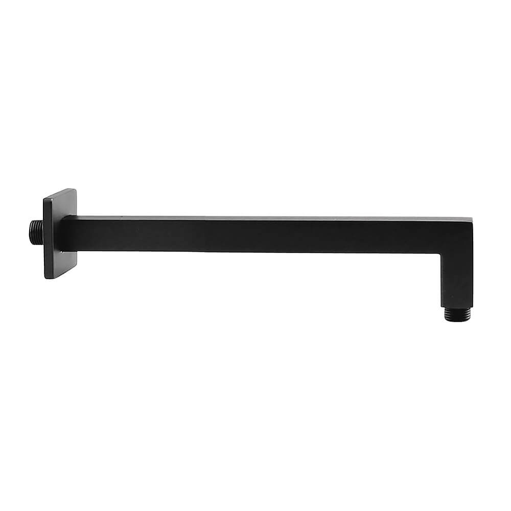 Braccio doccia Jacuzzi rubinetteria a parete nero opaco in ottone quadrato 30 cm Arcshop