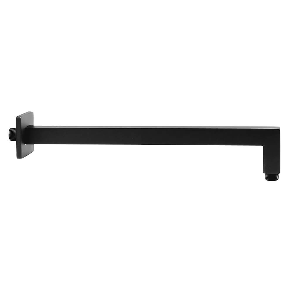 Braccio doccia Jacuzzi rubinetteria a parete nero opaco in ottone quadrato 35 cm Arcshop