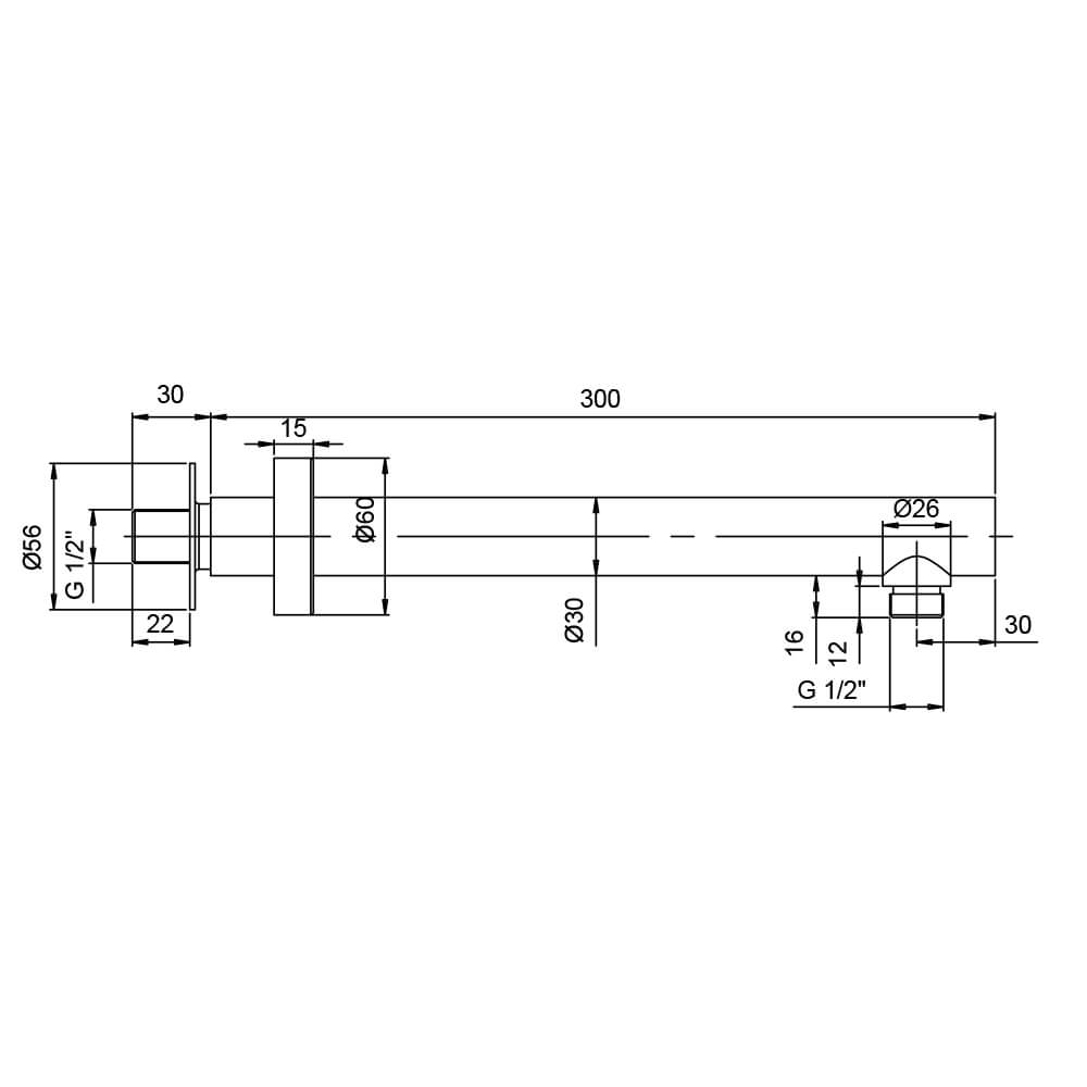 Braccio doccia tondo design 30 cm Jacuzzi | Rubinetteria Arcshop