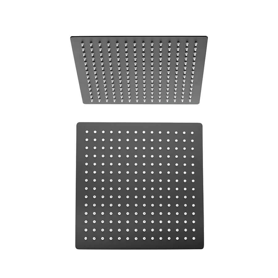 Soffione Jacuzzi | Rubinetteria in acciaio nero opaco ultrapiatto quadrato 30X30 cm Arcshop