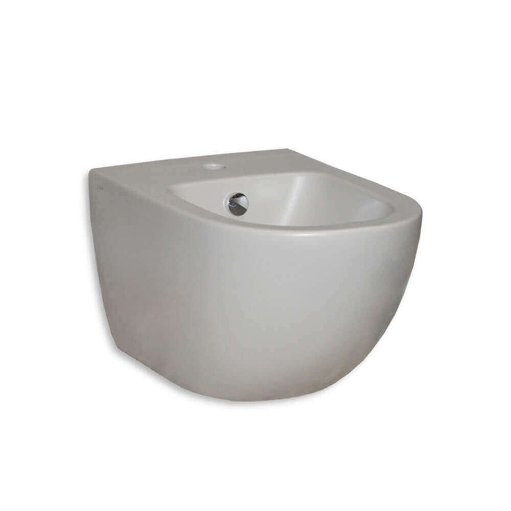 Sanitari color tortora opaco Vitra Sento wc rimless e bidet sospesi