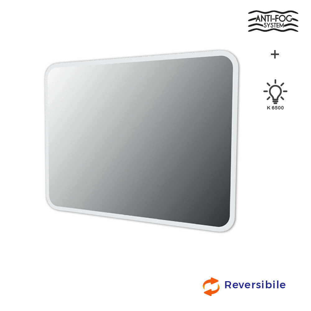 Specchio LED retroilluminato bordo satinato anti-fog system anticondensa 70X95 Arcshop