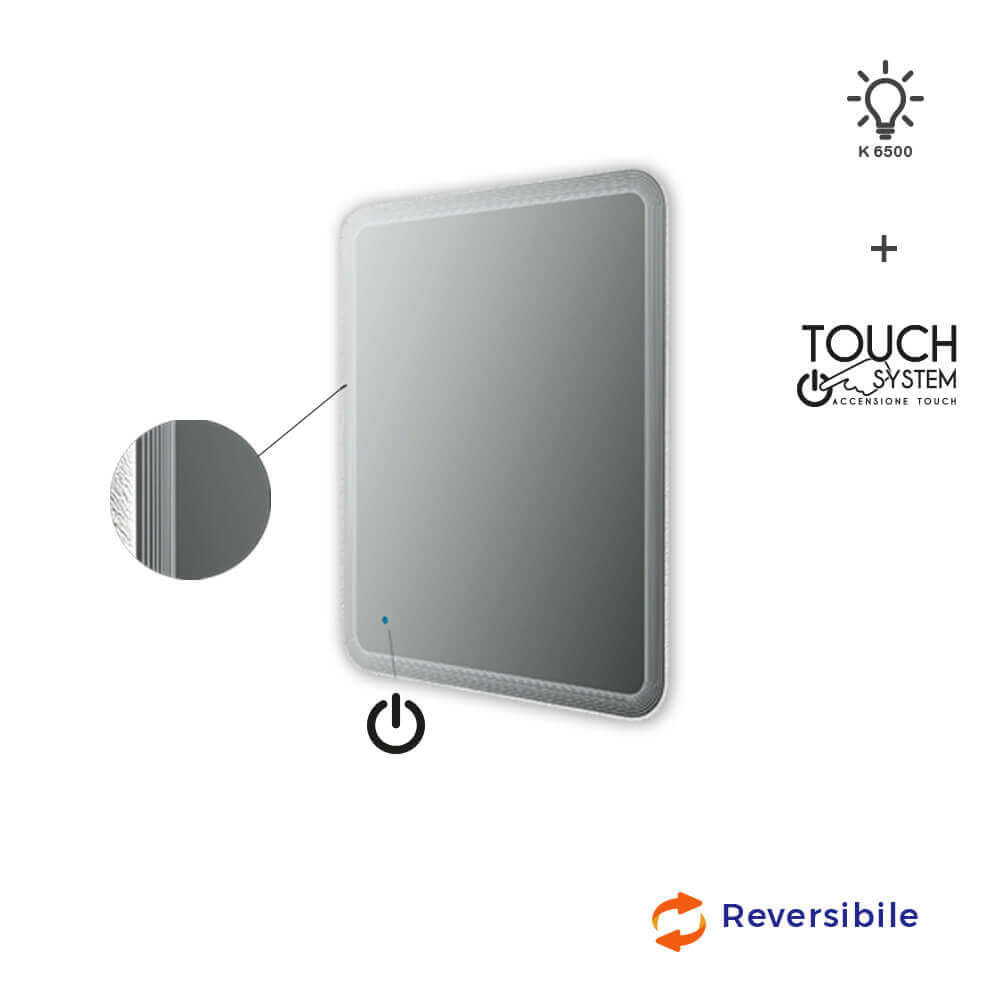 Specchio touch 90X74 LED disegno righe Arcshop