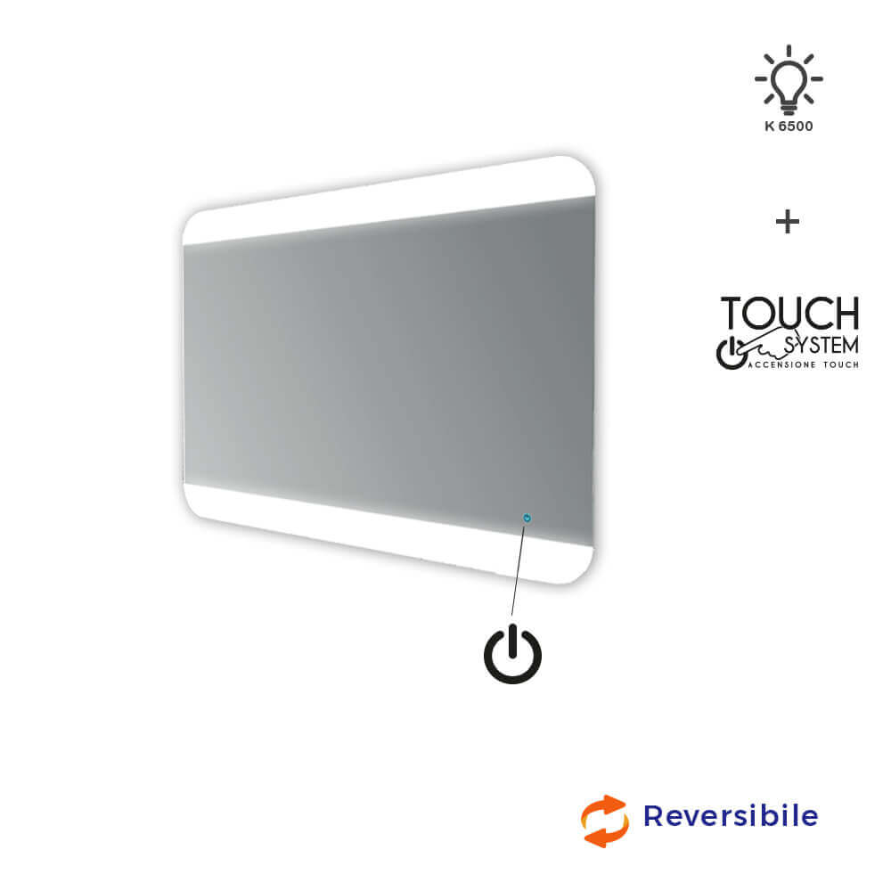 Specchio 70X100 LED touch bordi satinati retroilluminato Arcshop