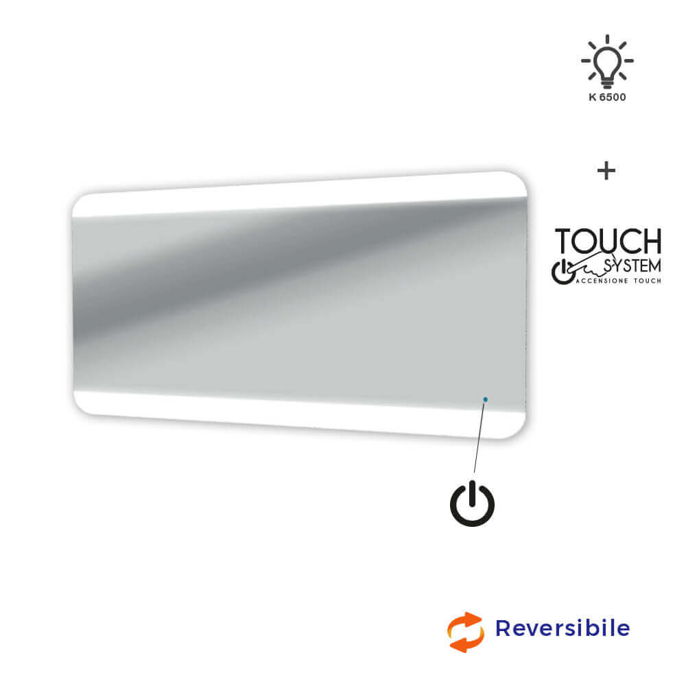 Specchio 70 X 136 LED con sensore touch retroilluminato bordi satinati Arcshop