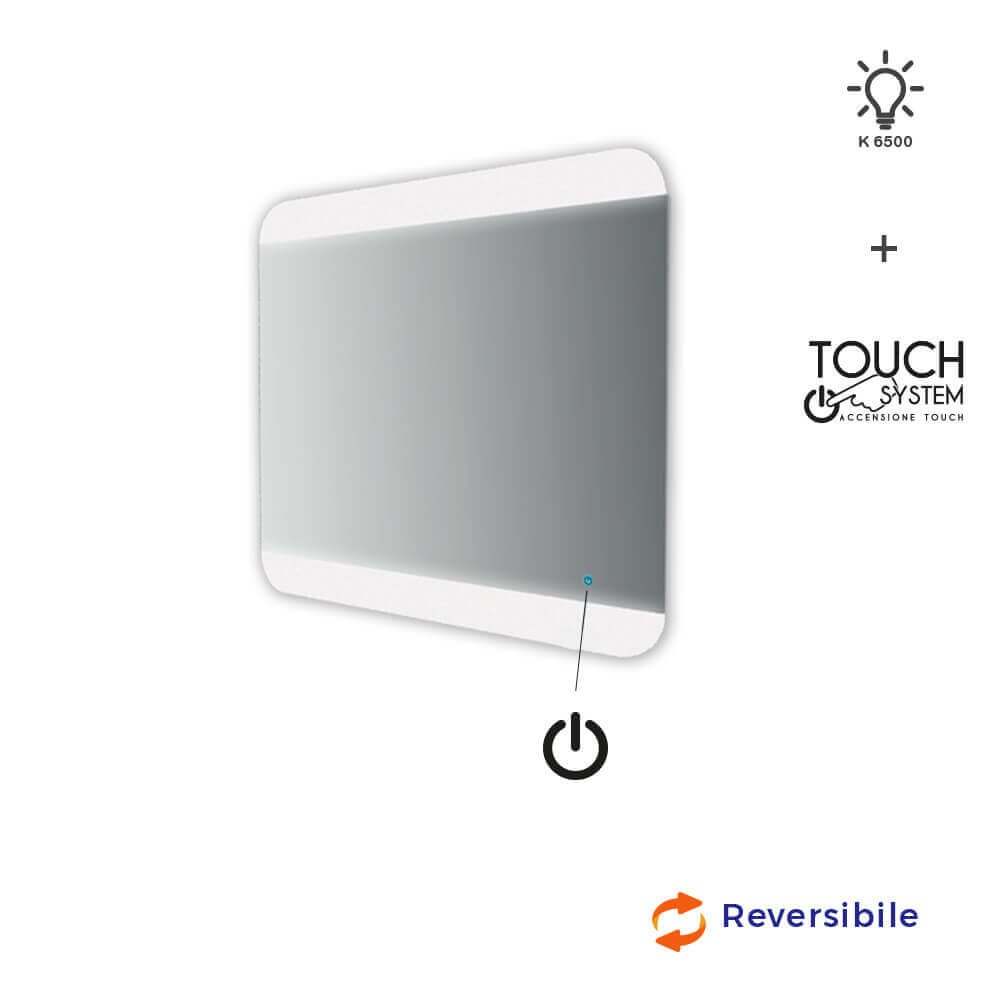 Specchiera LED con sensore touch bordi satinati 70X80 retroilluminato Arcshop