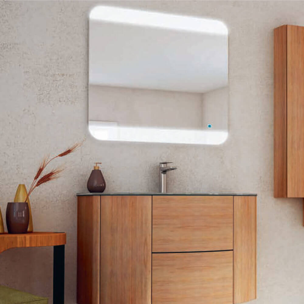 Specchiera LED con sensore touch bordi satinati 70X80 retroilluminato Arcshop
