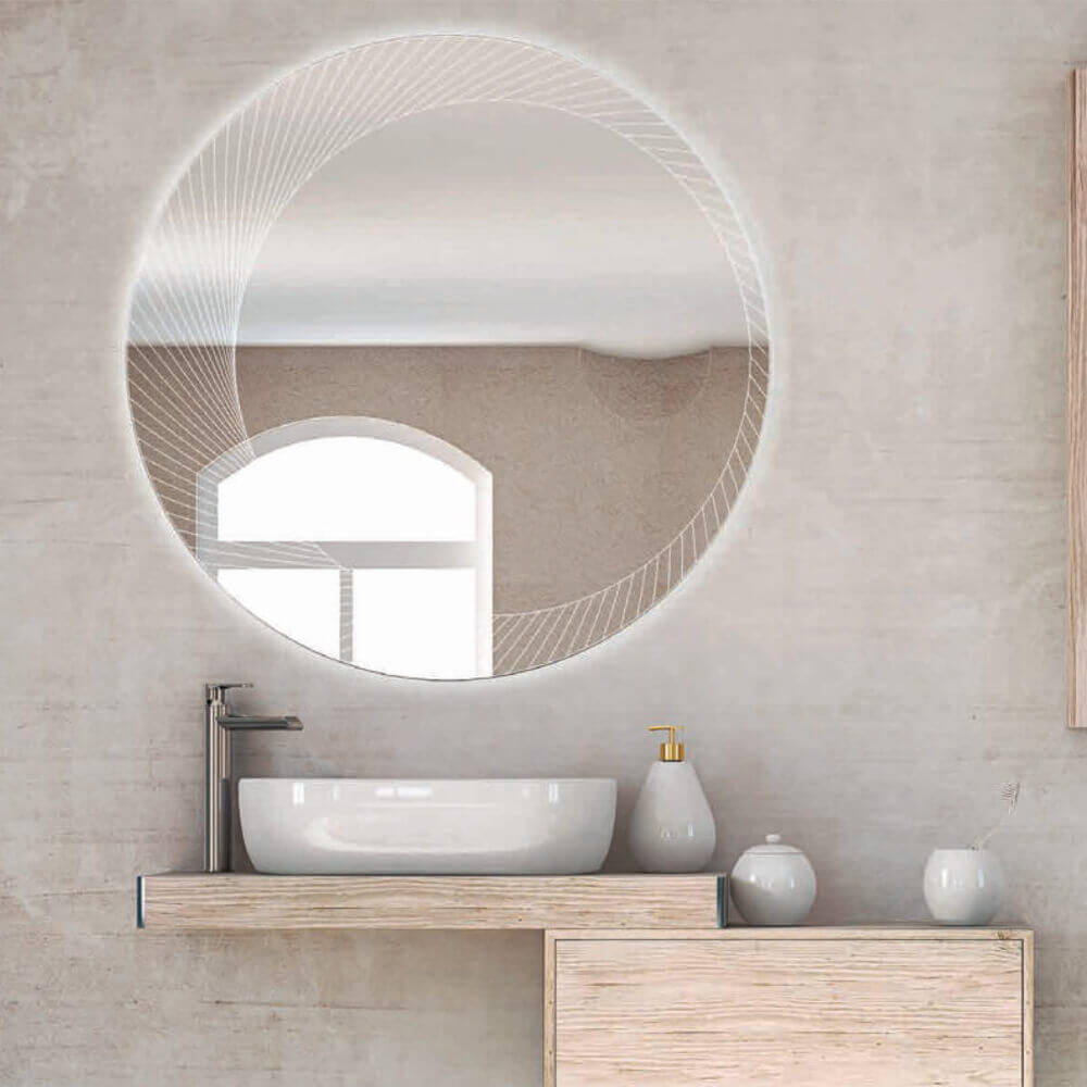 Specchio tondo LED bordo lavorato diametro 100 con ingranditore Arcshop