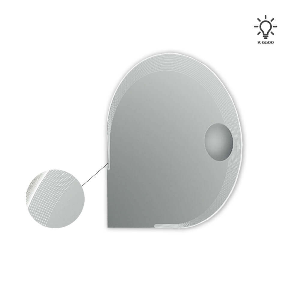 Specchiera LED 90X90 a goccia bordo lavorato con specchietto ingranditore Arcshop