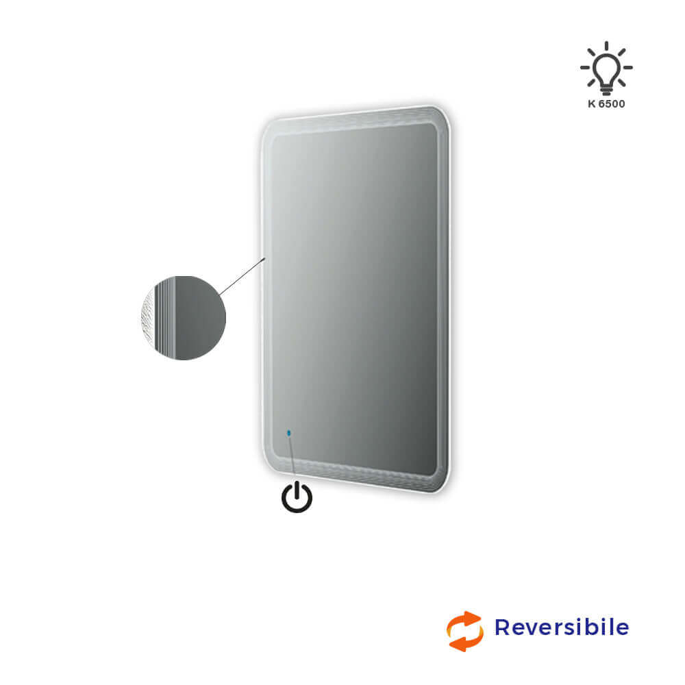 Specchio LED righe 90X60 reversibile accensione touch Arcshop
