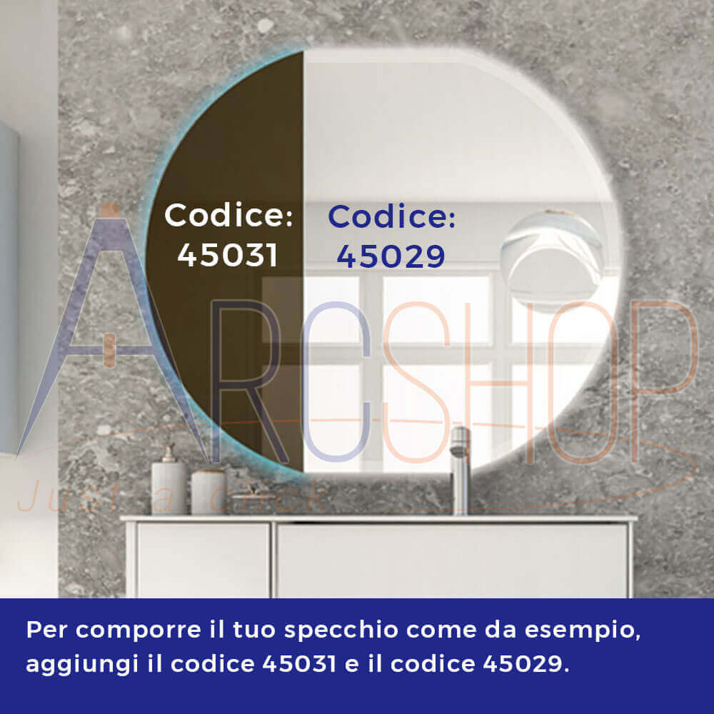 Specchio 80X60 LED righe anti-fog con specchietto ingranditore Arcshop