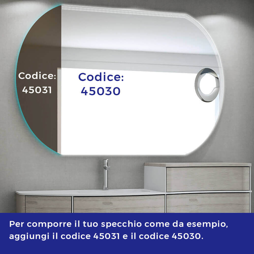 Specchio 80X120 LED righe anti-fog con specchietto ingranditore Arcshop