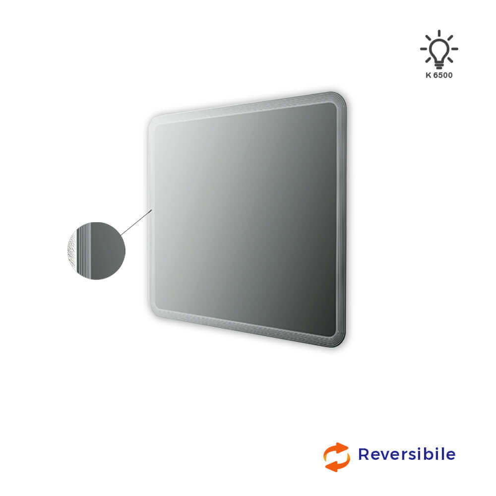 Specchio LED righe intarsiate retroilluminato 90X100 reversibile Arcshop