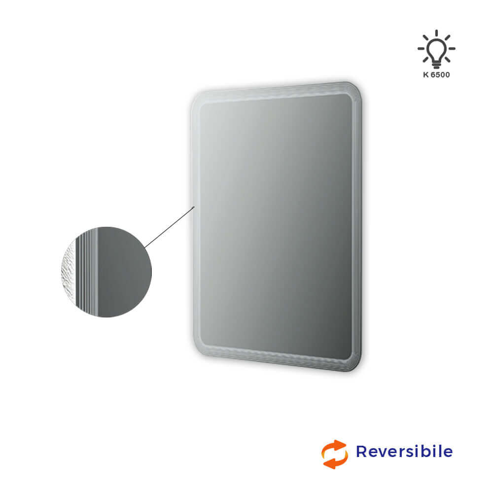 Specchio retroilluminato LED righe 90X74 reversibile Arcshop