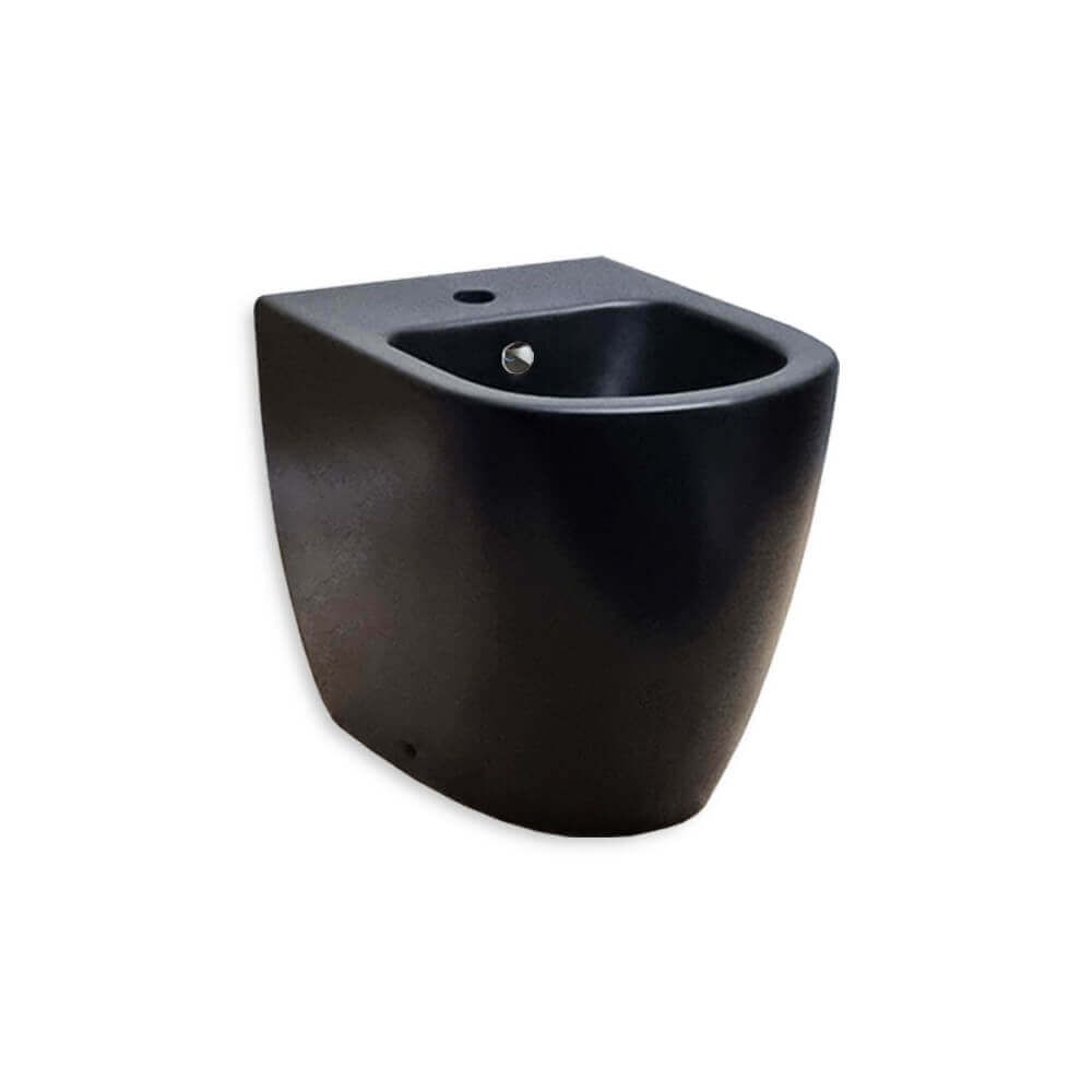 Sanitari Vitra Sento nero opaco filo muro con wc e bidet con sistema scarico rimless