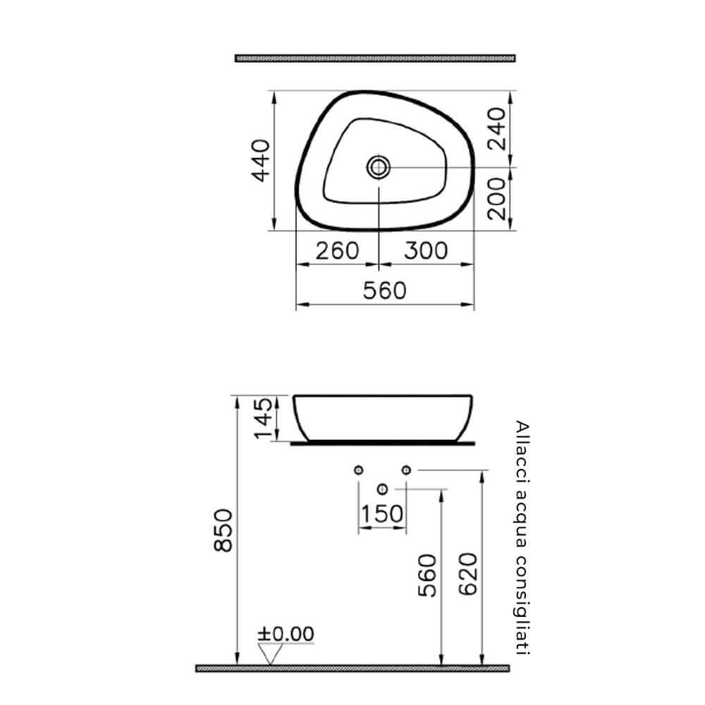 Lavabo da appoggio design Outline Pebble di Vitra sanitari Arcshop
