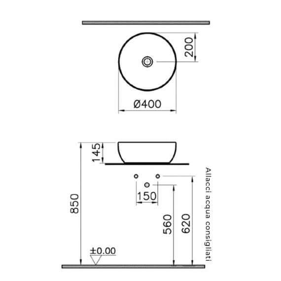 Lavabo da appoggio tondo bianco opaco Round Outline Vitra sanitari Arcshop