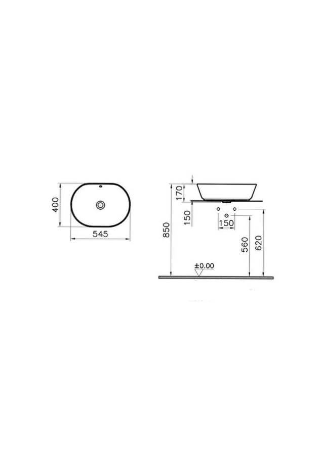 Lavabo da appoggio ovale Vitra Bianco lucido 55 cm ceramica Arcshop