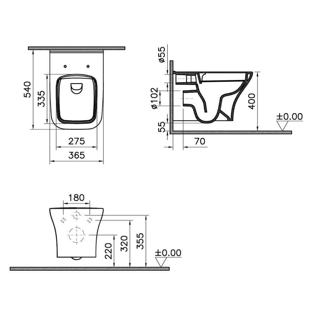 Wc sospeso rimless Mia Square di Vitra Sanitari Arcshop
