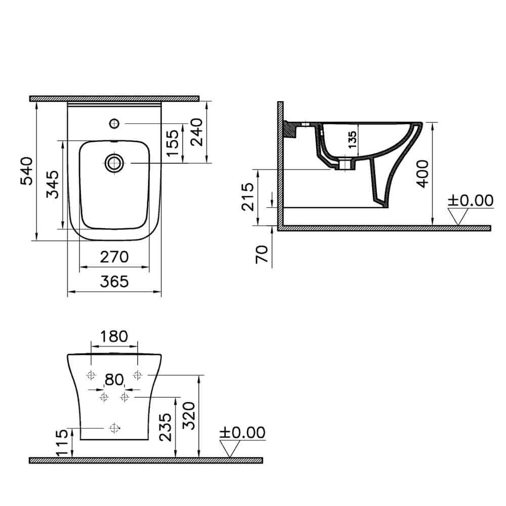 Bidet Mia Square sospeso di Vitra Sanitari Arcshop