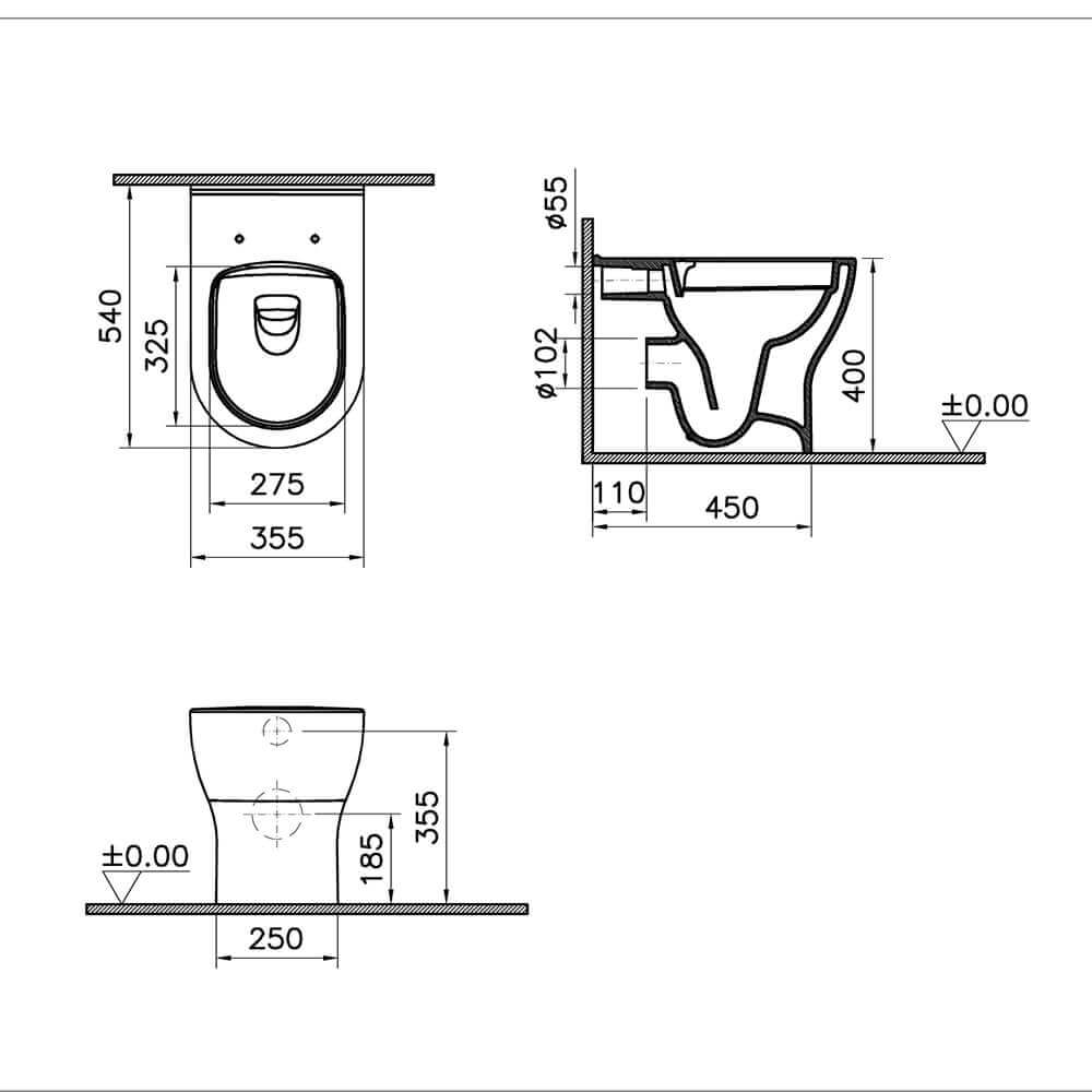 Wc rimless Mia Round a terra design tondo Vitra Sanitari