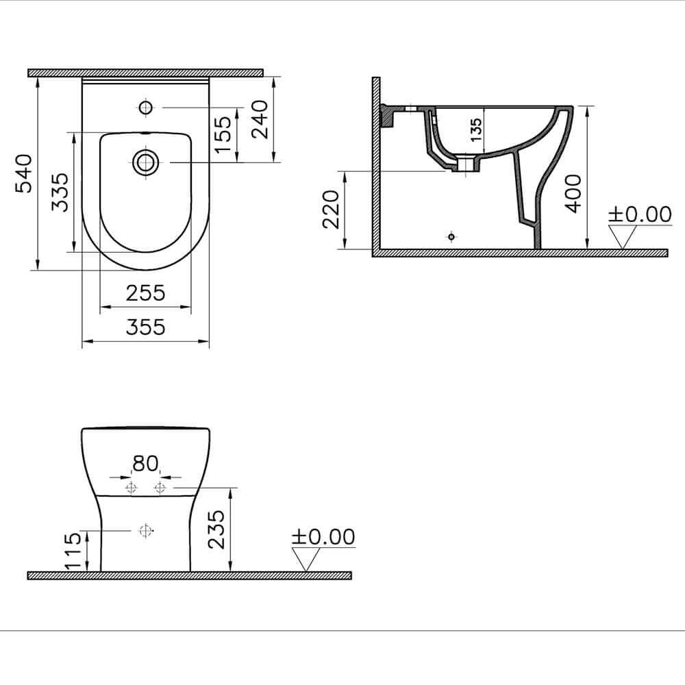 Sanitari Mia Round filo muro di Vitra con wc rimless