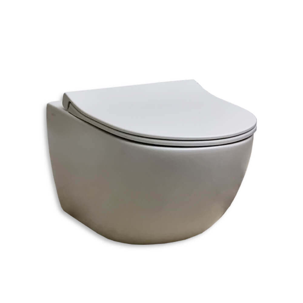 Sanitari color tortora opaco Vitra Sento wc rimless e bidet sospesi