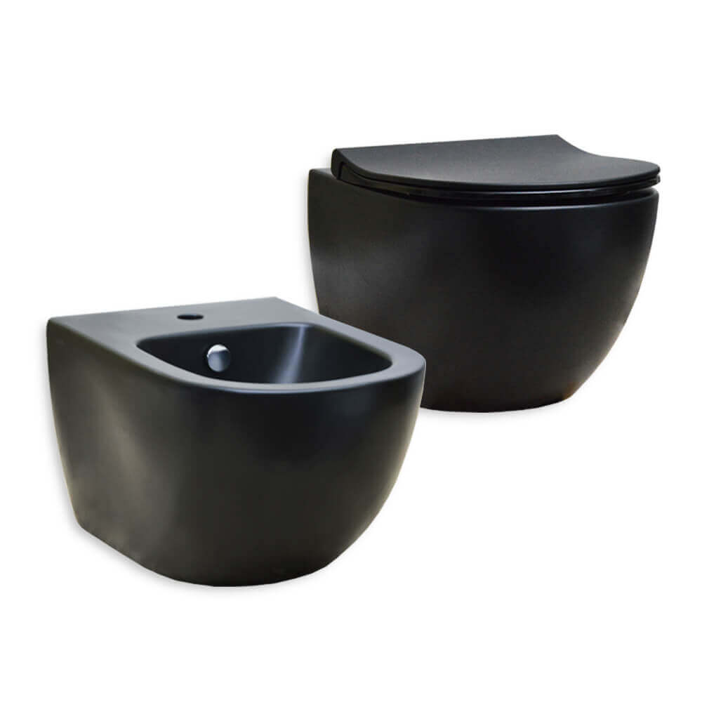 Sanitari Vitra Sento Wc e Bidet sospesi Nero opaco senza brida Arcshop