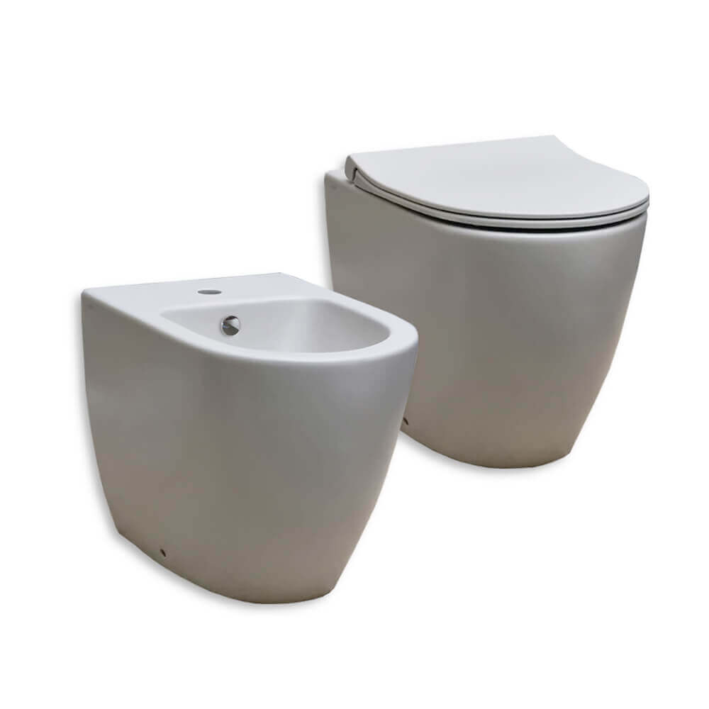 Sanitari wc rimless e bidet Vitra Sento color tortora opaco Arcshop