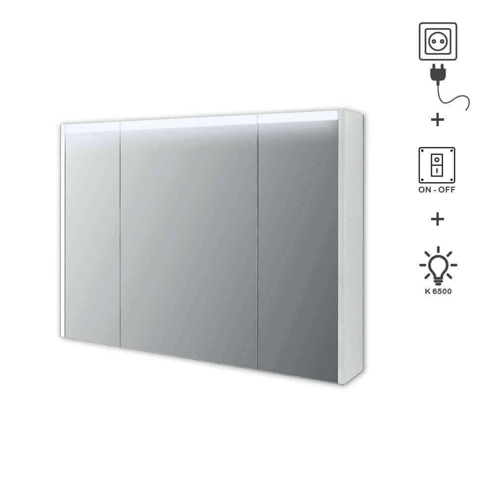 Specchio contenitore 67X91,7X15 tre ante con illuminazione LED Arcshop