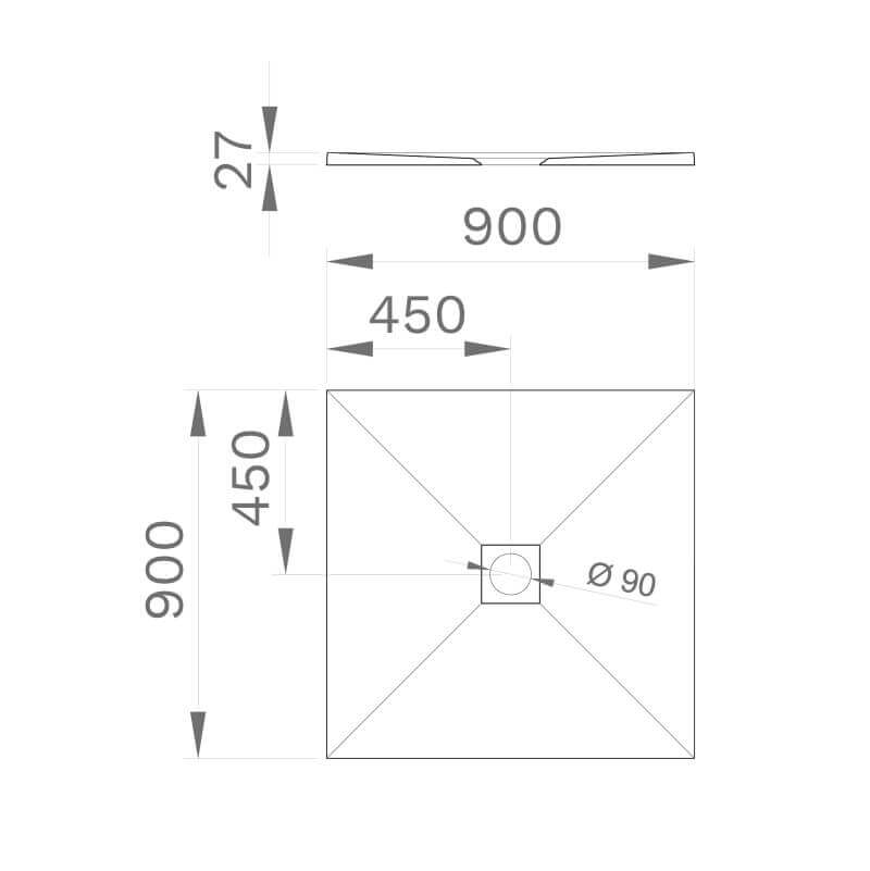 Piatto doccia 90x90 mineral marmo beffetto pietra