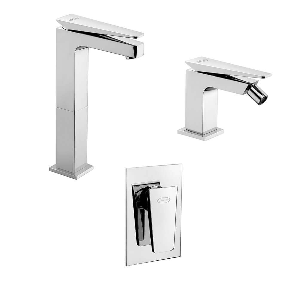 Set miscelatori lavabo alto + bidet + incasso doccia Jacuzzi | rubinetteria Beam
