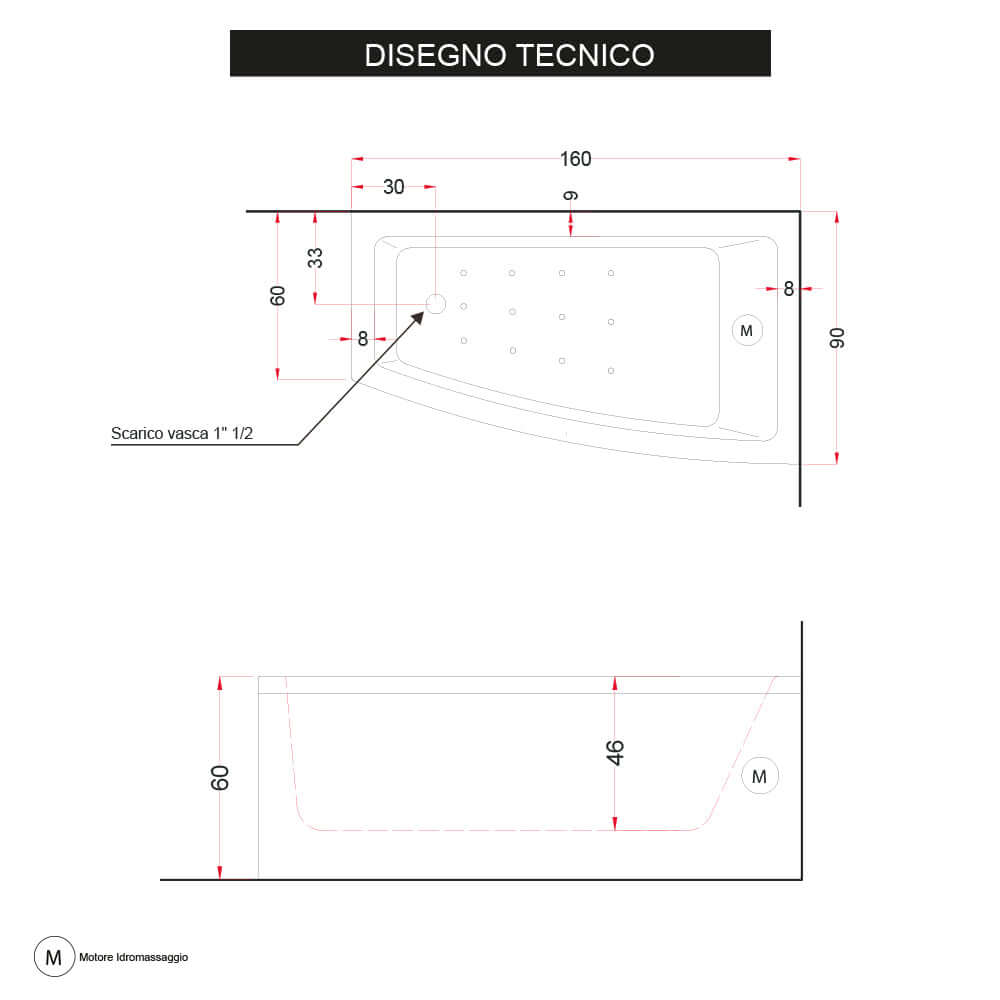 Vasca da bagno Treesse Asyx angolare asimmetrica Arcshop