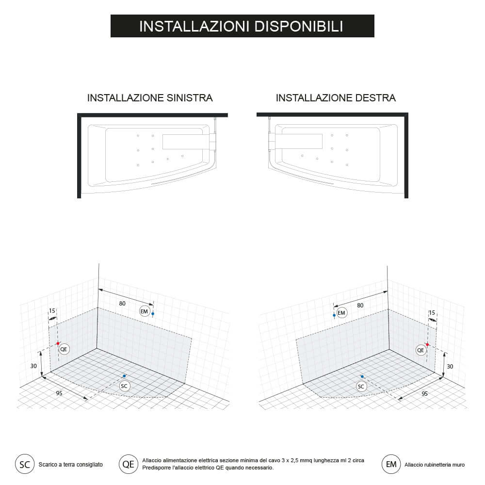 Vasca da bagno Treesse Asyx angolare asimmetrica Arcshop