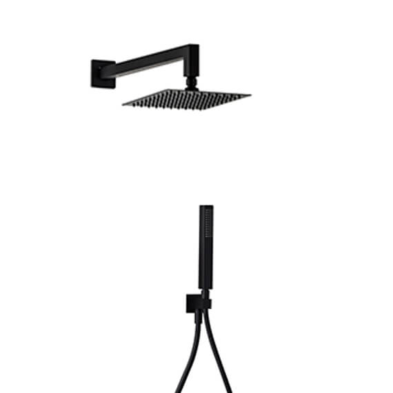 Kit doccia nero opaco soffione slim ultrapiatto quadrato da 25 cm Arcshop