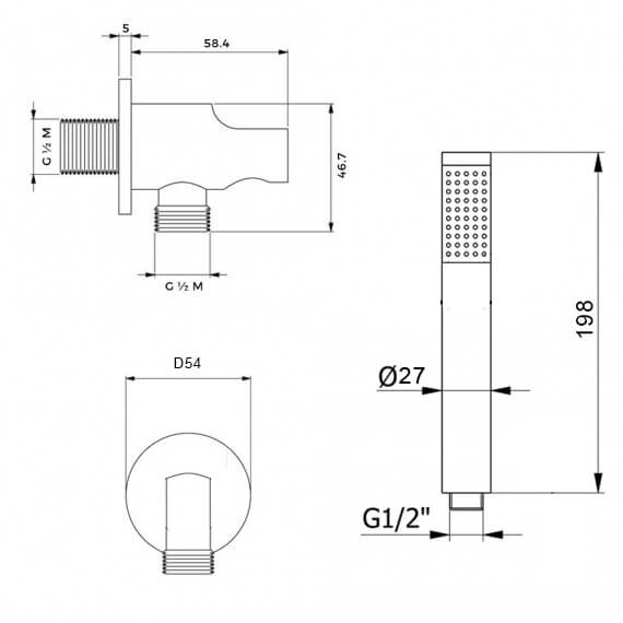 Kit doccia nero opaco soffione ultrapiatto slim tondo da 25 cm Arcshop